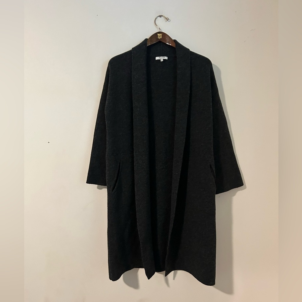 Madewell wool Rivington Sweater-Coat heather charcoal